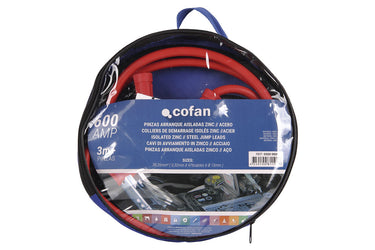 Cofan – Pinzas de Arranque 600 AMP | Cable 3 m | Para Baterías 12V-24V | Certificadas TÜV-GS